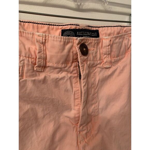 American Eagle Shorts Mens 32 Pink Peach Prep Fit Flat Front - Picture 4 of 13
